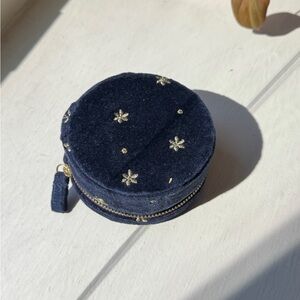 Sézane Navy Velvet Jewelry Case with Gold Stars